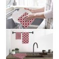 thumbnail image 5 of Red Geometric Kitchen Dish Towels for Drying Dishes Set of 3, Vintage Rhombus Circle Texture Waffle Weave Microfiber Hand Tea Bathroom Towels Quick Dry & Absorbent Towel 12x12, 5 of 7