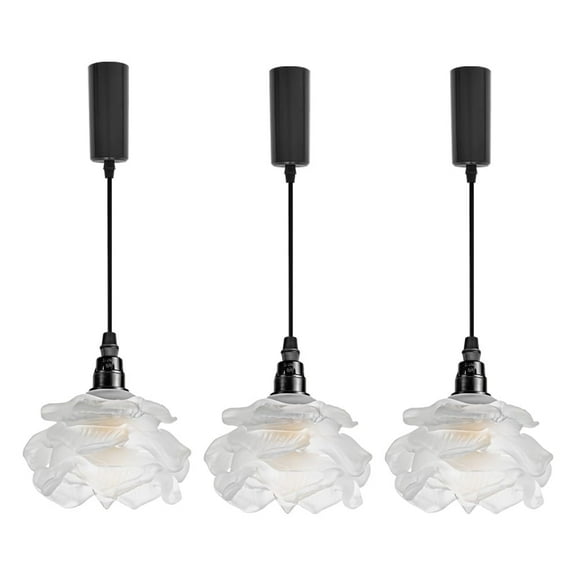 KAYYELAMP 3-Pack Flowers Shade Glass Track Light E12 Base H-Type 3.2Ft Adjusted Modern Track Lamp for Dining Room Kitchen Stairs(No Bulb, Track)
