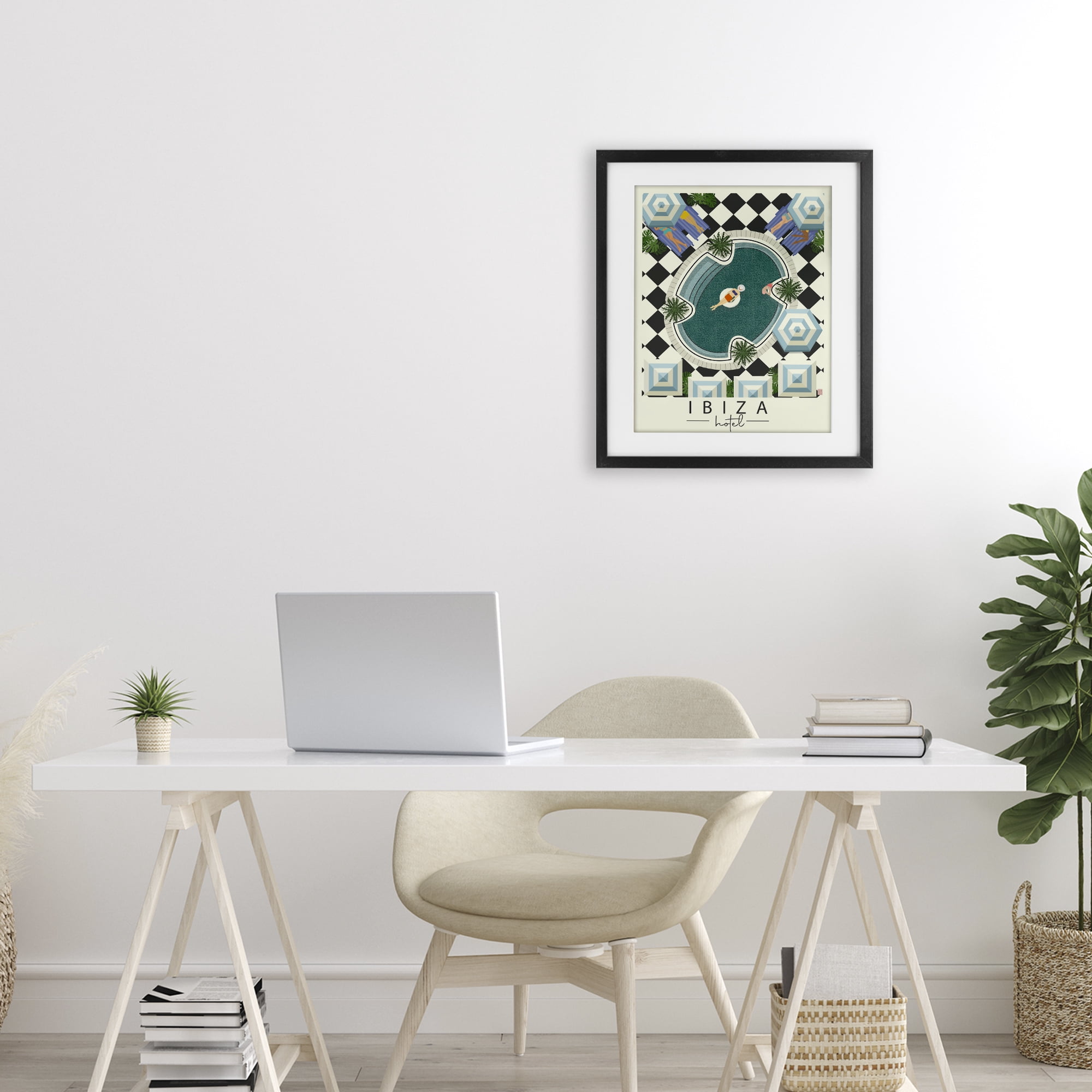Stupell Industries Ibiza Hotel Aerial Pool Black Framed Print Under Glass, design by Jen Bucheli