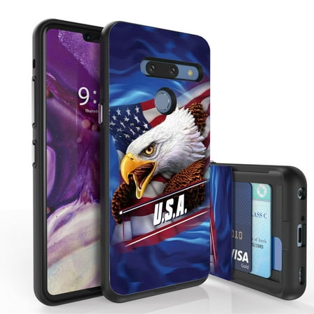 LG G8 ThinQ Case, PimpCase Slim Wallet Case + Dual Layer Card Holder Designed For LG G8 ThinQ (Released 2019) Eagle (Best Mobile In Usa 2019)