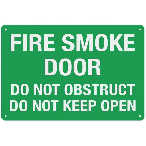 Fire Smoke Door Do Not Obstruct Do Not Keep Open Sign 8"x12" - Aluminum Tin Warning for Home Outdoor Garden, Durable Fire Safety Decor