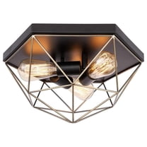 Woodbridge Lighting Lanning 3-Light Metal Flush-Mount in Antique Brass/Black
