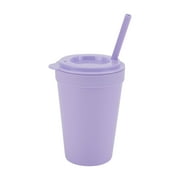 Your Zone 4-Pack Plastic 15-Ounce Capacity Tumbler Set with Lid and Straw, Multi-Colored