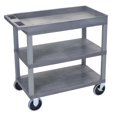 thumbnail image 2 of Luxor  Plastic Grey High Capacity Top Tub Shelf and Middle and Bottom Flat Shelves Heavy Duty Cart, 2 of 2
