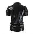 thumbnail image 3 of Metallic Shiny Shirt for Men 2025 Funky Trendy Button Down Short Sleeve Tops Night Out Party Beach Shirt Lapel Collar, 3 of 6