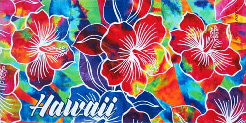 Island Impressions Cotton 30' x 60' Hawaii Tie Dye Hibiscus Beach Towel, 1 Each