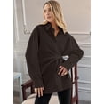 thumbnail image 5 of Women'S Long Sleeve Button Down Shirts Tie Waist Casual Loose Blouses Tops Brown S, 5 of 7