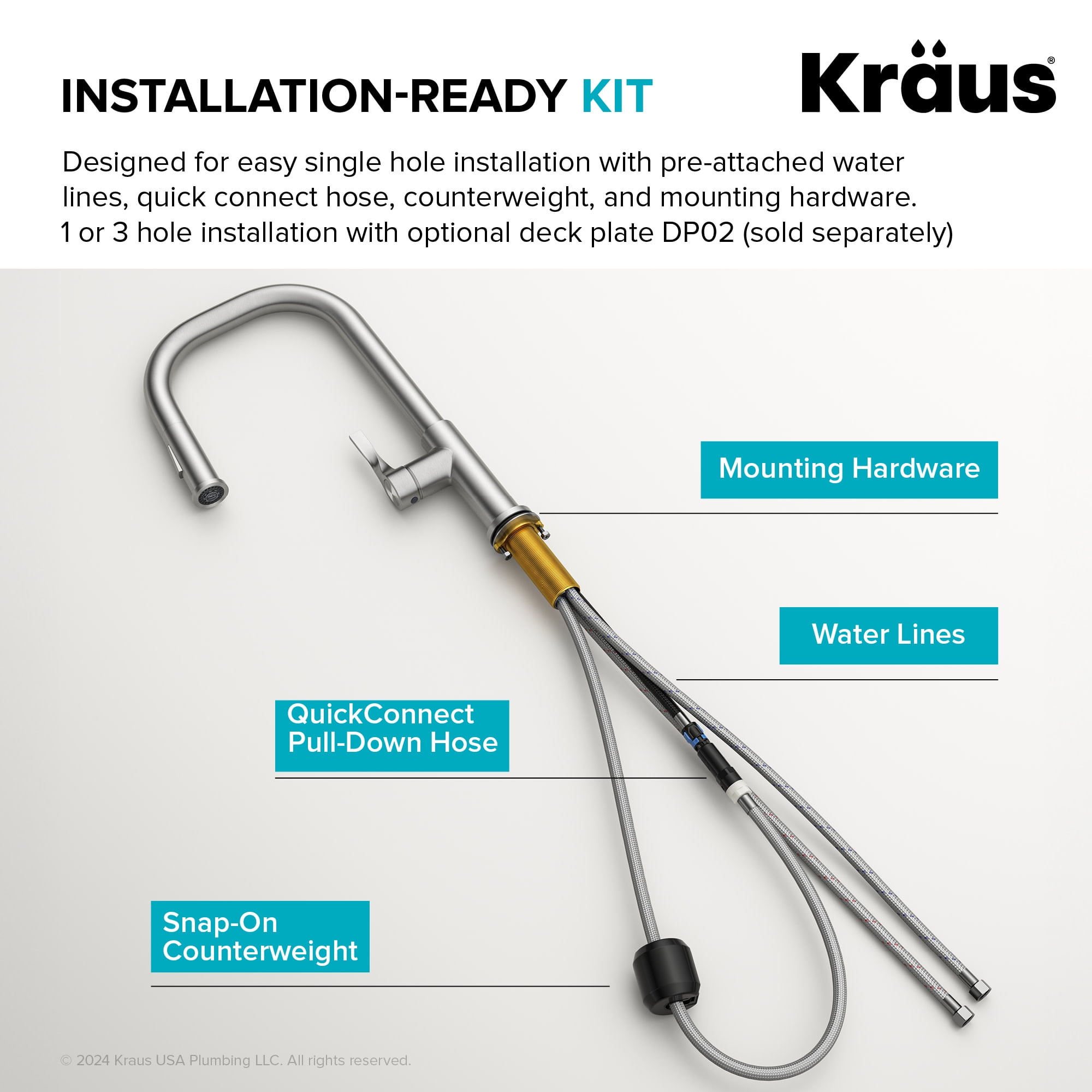 Kraus KPF-2841SFBB Torak 1.8 GPM Single Hole Pull Down Kitchen Faucet - Spot Free Brushed