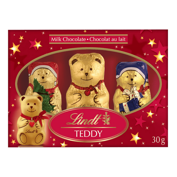Oursons en chocolat au lait Lindt TEDDY and Friends – Boîte (30 g), paquet de 3