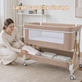thumbnail image 5 of PRVAETU Baby Bassinet, 3-in-1 Baby Bassinet Bedside Sleeper with Wheels, Adjustable Easy Folding Portable Rocking Crib for Infant Newborn (Khaki), 5 of 6