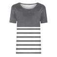 thumbnail image 4 of Fengqque Women's Short Sleeve Tops Crewneck Striped T Shirts Tops Slim Fit Cotton-like Basic Casual Tees Gray-A XL(XL), 4 of 4