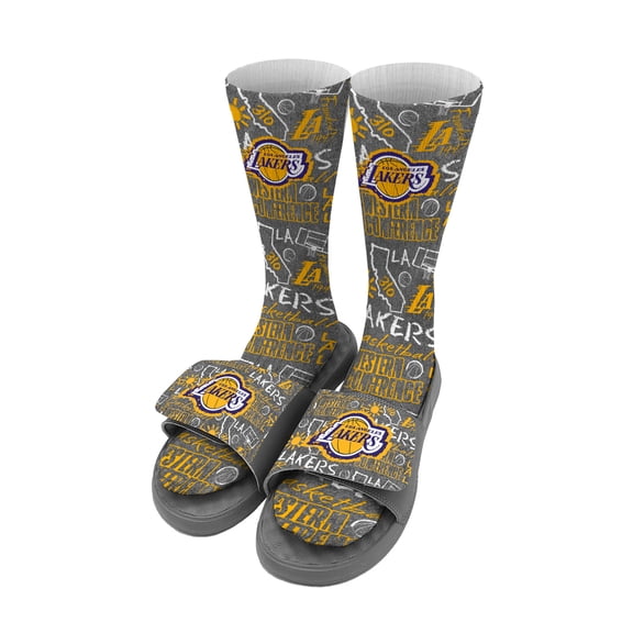 Unisex ISlide Los Angeles Lakers Chalk Socks & Slide Sandals Bundle