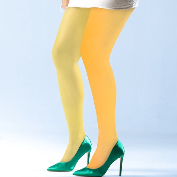 FELTECHELECTR 1Pack Fashionable Stocking Women Orange Yellow Two Tone Tights for Casual Wear