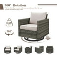 thumbnail image 3 of PARKWELL Contemporary Outdoor Swivel Rocking Chair Set of 2,Patio Wicker Swivel Lounge Glider Chair for Porch Balcony Yard,Gray/Beige, 3 of 8