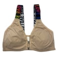 thumbnail image 6 of Alun Front Closure Bras for Women Lettered Straps Adjustable Light Support Comfortable Full Coverage Push up Bra Deep V-Neck Seamless Lift No Underwire Bralettes Khaki L, 6 of 7