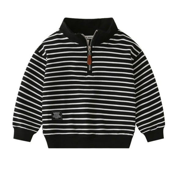 Usaibhir Boys Girls Pullover Sweaters Kids Striped/Solid Sweaters Relaxed Fit Quarter Zip Stand Collar Casual Warm Long Sleeve Knit Sweatshirt Tops Teen for 2-10Y
