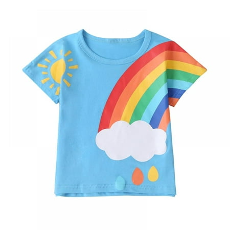 

Toddler Kids Summer Outfits Rainbow T-Shirt Confortable Breathe Freely Round Neck