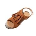 thumbnail image 3 of Women Shoes Women's Wedge Platform Sandals Summer Boho Open Toe Tassel Sandals for Women Wide Width Large Sizes Soft Suede Adjustable Ankle Buckle Non Slip Lug Sole Comfort Walking Womens Heels, 3 of 10