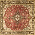 thumbnail image 1 of Ahgly Company Indoor Square Medallion Brown Traditional Area Rugs, 5' Square, 1 of 4