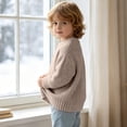 thumbnail image 4 of Annhoo Kids Knit Sweaters for Girl Crew Neck Oversized Soft Warm Trendy Pullover Kids Fall School Outfit Shirts, 4 of 9
