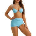 thumbnail image 4 of INSPIRE CHIC Women's Underwire Spaghetti Straps Bikini Sets, 3 Piece Swimsuit Drawstring Beach Skirt Large Light Blue, 4 of 5