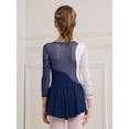 thumbnail image 3 of Yhong Kids Girls Long Sleeves Glitter Rhinestone Figure Skating Dress Dance Performance Costume Navy Blue 8, 3 of 6