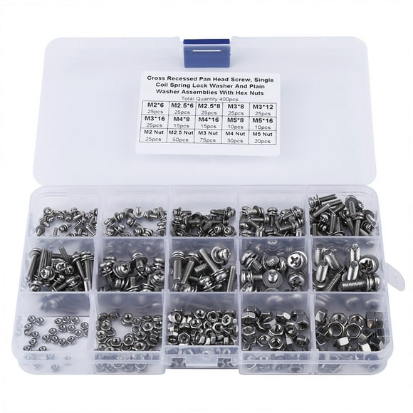 Oubit Cross Pan Headwith Washer,400pcs M2 M2.5 M3 Cross Pan Head Screws Pan Head Screw Top of the Line