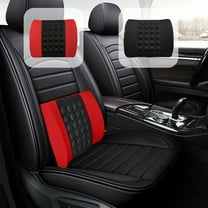 Car Massage Cushion with Lumbar Support - 12V Heated Vibrating Seat Cushion for Back Pain Relief, Red/Black, 33x30x10cm (13x11.8x3.9in)