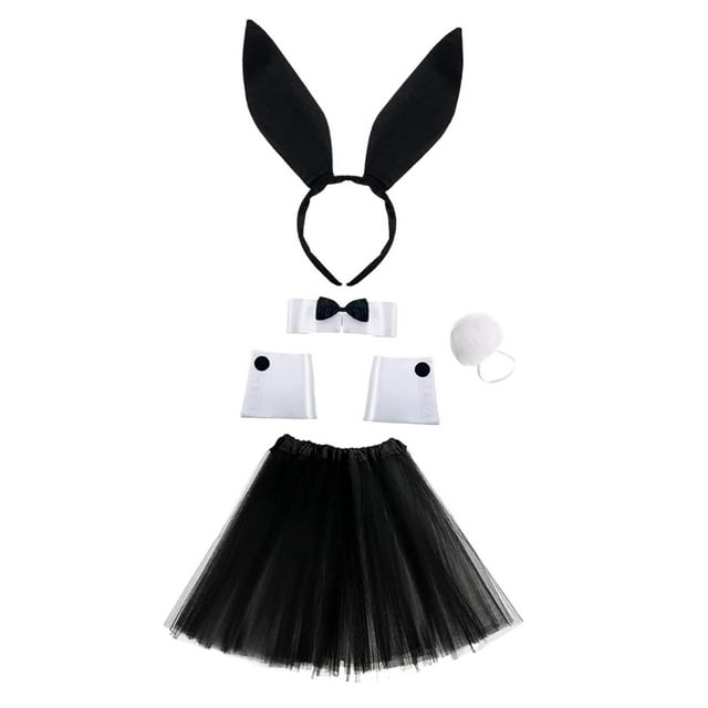 Conjunto de disfraz de , diadema con orejas de conejo encantadoras para fiestas temáticas de disfraces de Pascua Negro