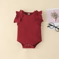 thumbnail image 5 of TOWED22 Newborn Infant Girl Clothes Rib Knit Romper Daisy Print Shorts Headband Baby Summer Clothes 0 3 6 12 18 24 Months Wine,12-18 M, 5 of 9