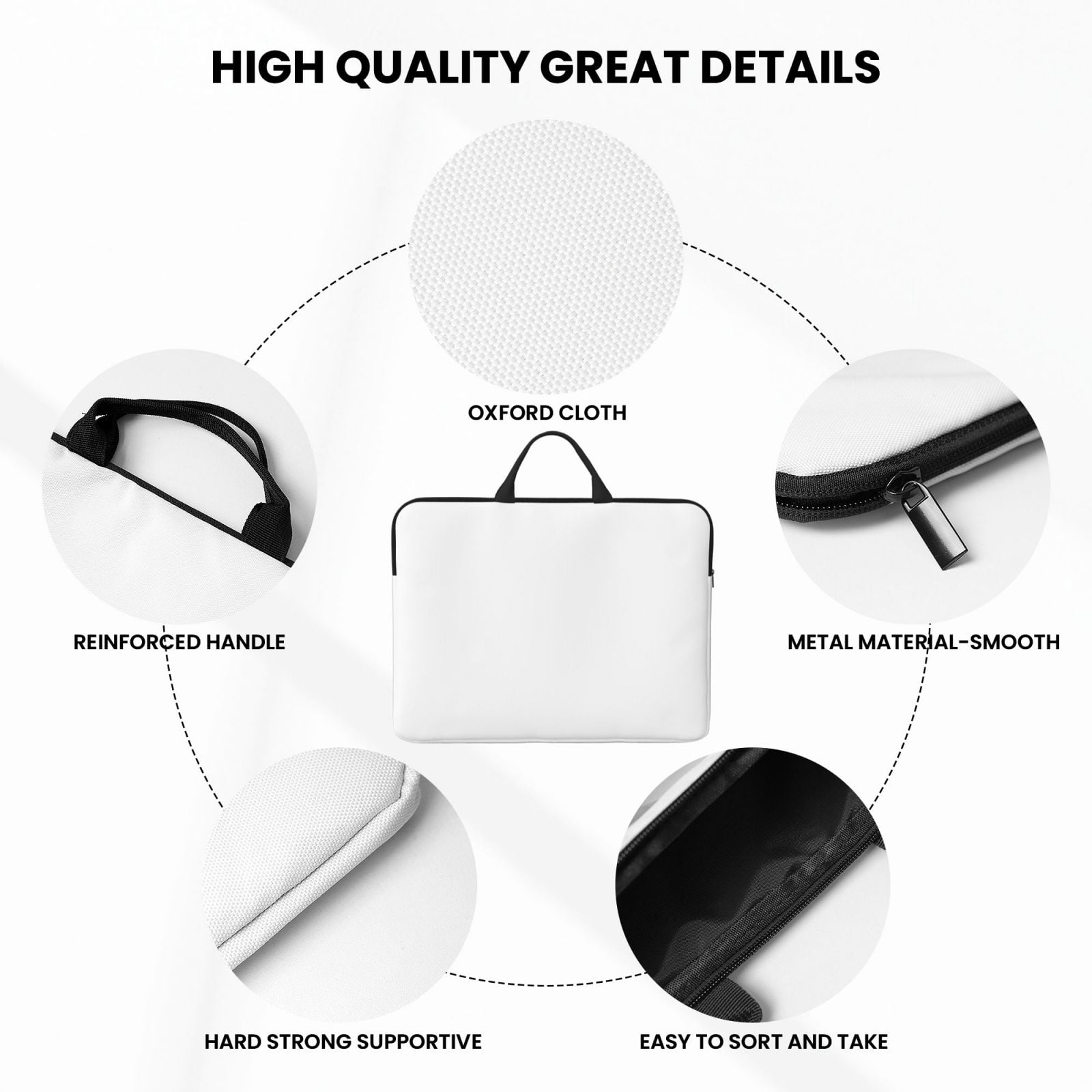 Laptop Sleeve Bag For Women Men 14inch Waterproof Durable Protective Computer Carrying Cover Handle Laptop Case Bag White