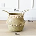 thumbnail image 3 of PENGXIANG Natural Belly Basket With Tassels Decor Handmade Straw Container Planter With Handle For Home Sundries, 3 of 3