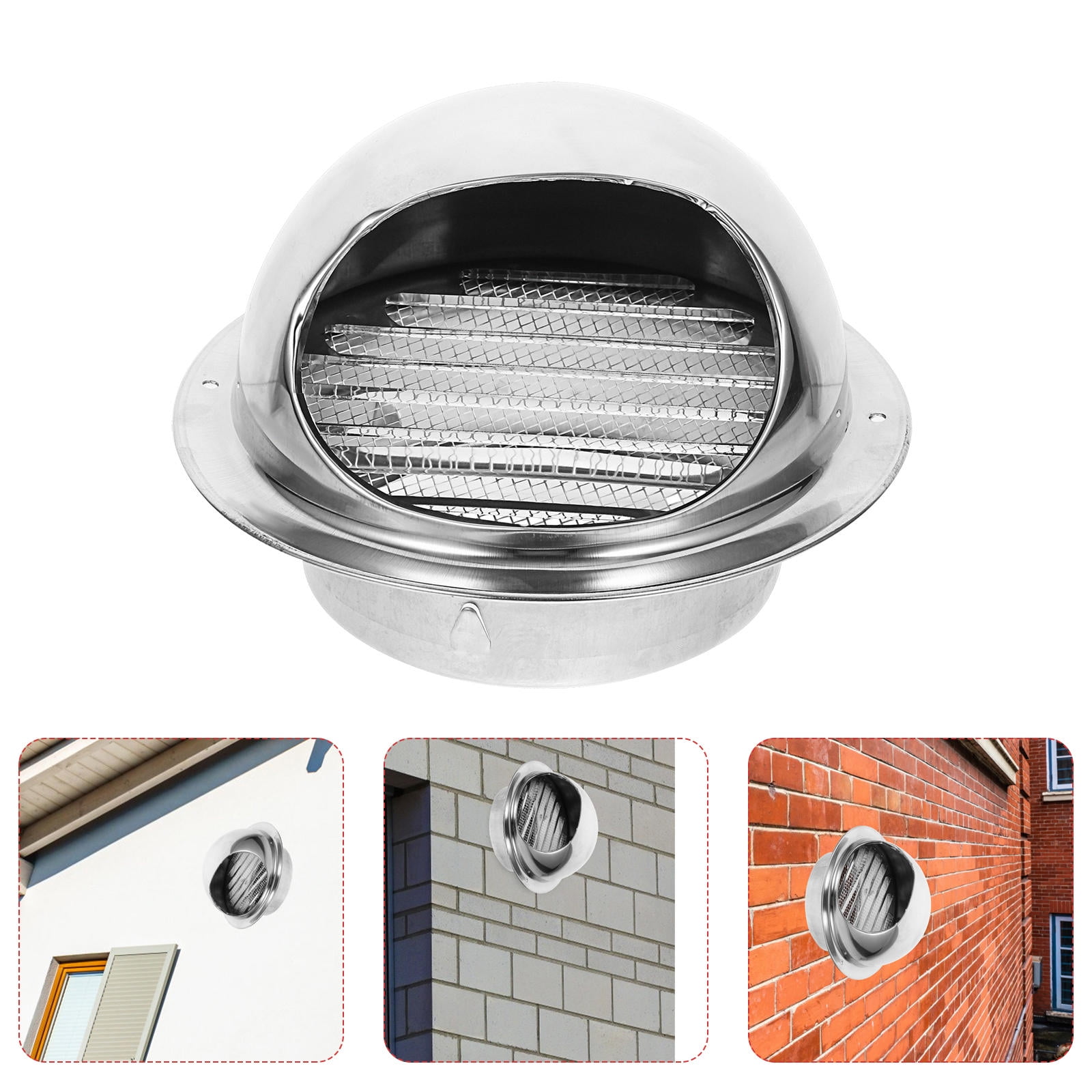 SOPOTUTU Wall Vent Cover 304 Stainless Steel Durable Rainproof Round Exhaust Vent for Protection 3Pcs