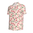 thumbnail image 2 of Balery Strawberry And Flowers Printed Men’s Short Sleeve Polo Shirt, Midweight Men's Shirt,Golf Polo shirts -4X-Large, 2 of 9