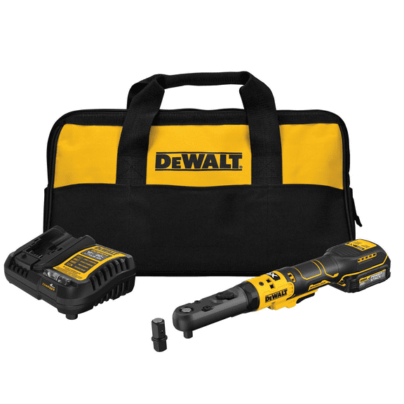 DEWALT 20V MAX XR 3/8" and 1/2" Sealed Head Ratchet Kit 75 ft-lbs Torque, 0-300 RPM, 2 Batteries