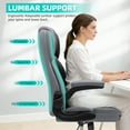thumbnail image 3 of COOLHUT Bige and Tall Executive Office Chair 400lbs, Ergonomic PU Leather Computer Desk Chair with Flip-Up Armrests, Comfy Heavy Duty Office Chair for Home Office Gaming, Gray, 3 of 12