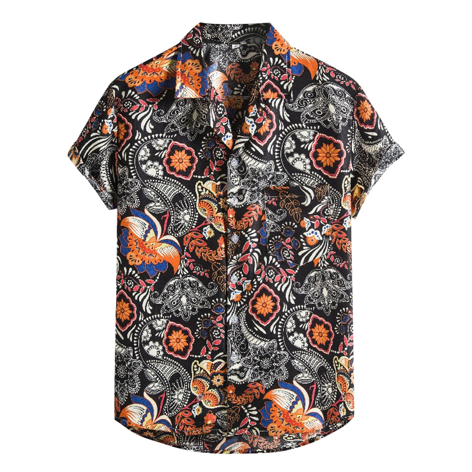 TAIAOJING Men Casual Shirts For Summer Cotton Linen Print Short Sleeve ...