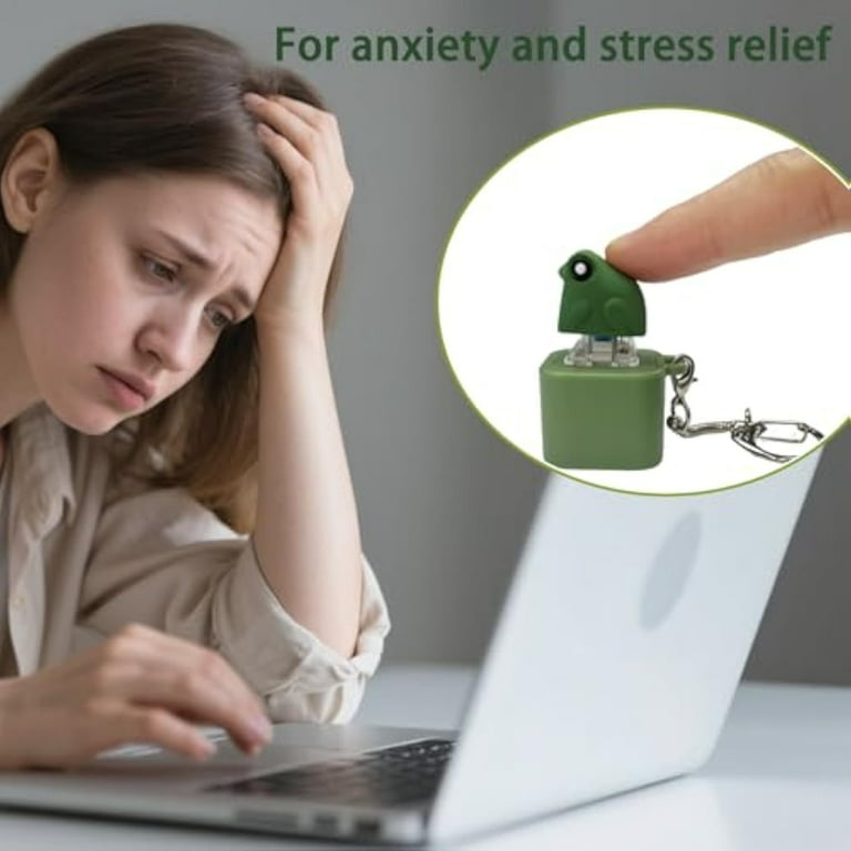 2PCS Croaking Frog Keychain,Rechargeable LED Clicky Keyboard,Adult