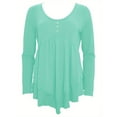 thumbnail image 2 of ZOELNIC Womens Casual Long Sleeve T-Shirt Solid Color Round Neck Layered Button Front Tunic Tops, M, 2 of 5