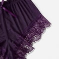 thumbnail image 6 of Nmnitkp Pajamas for Women Set 3pcs Satin Pajamas Set V Neck Lace Trim Cami Top and Shorts Sleepwear PJs Set with Tops Purple,M, 6 of 6