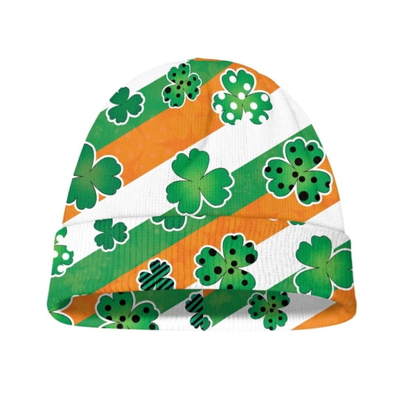 Psesaysky Girls St. Patrick Stripes Print Beanie Hat, Kids Warm Knitted Beanies Skull Cap for Indoor Outdoor Windproof