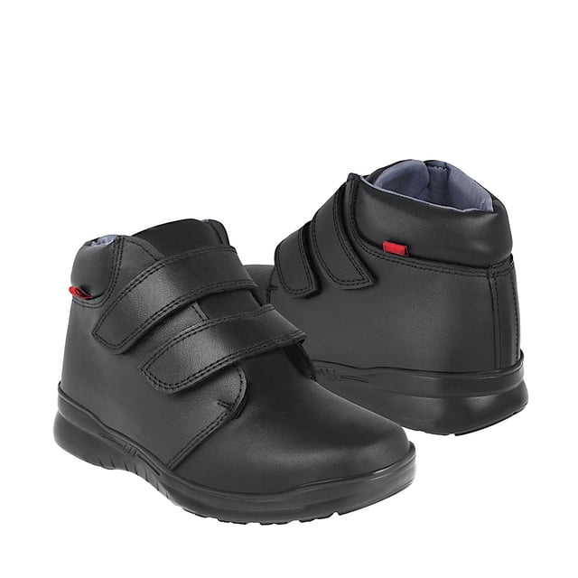 BOTINES ESCOLARES STYLO NIÑO E-08 PIEL NEGRO 18-21