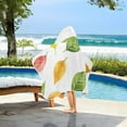 thumbnail image 3 of Yayeee Kids Hooded Towels Toddler Soft Absorbent Beach Bathing Wrap 50" x 23.5", Pink Colorful Leaves, 3 of 5