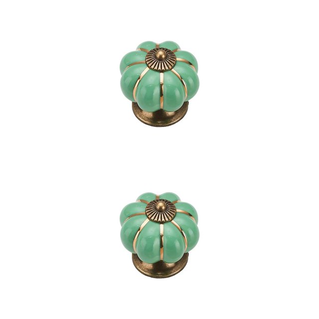 Eigraketly Perillas de puerta de calabaza Zapato Gabinete Cajón Tirador Pomo de la puerta Dormitorio Cocina Apartamento Piezas Accesorios de Verde 2Conjunto