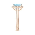 thumbnail image 3 of Angara Natural 2.7 Ct. Aquamarine with Diamond Halo Ring in 14K Rose Gold for Women (Ring Size: 11.5), 3 of 9