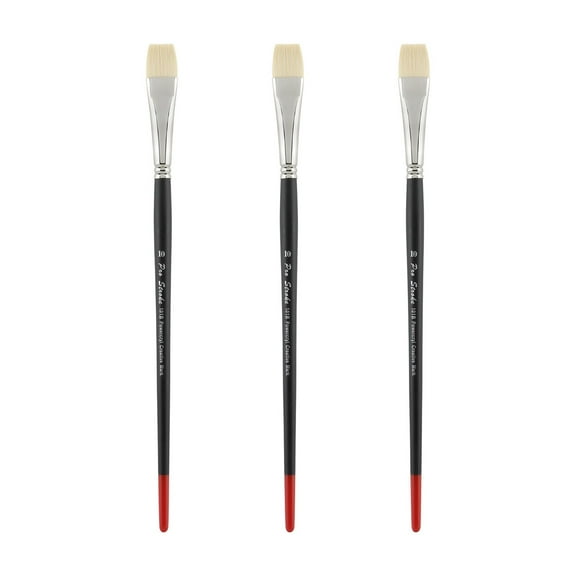 Creative Mark Powercryl Ultimate Acrylic Paint Brushes- Bright #10 Set of 3, Artist Paint Brushes, 3 Diameters of Synthetic Hair Filament, Fine Control of Heavy Acrylics, Water Soluble Oils, and More
