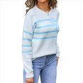 thumbnail image 1 of Suéter de Punto para Mujer, Larga, Cuello Redondo, Estilo Y2K, Informal Azul L, 1 of 9