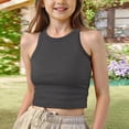 thumbnail image 2 of Girls Tank Top High Neck Sleeveless Shirts for Teens Summer Kids Clothes Stretchy for Gymnastics Dark Gray 9-10 Years, 2 of 4