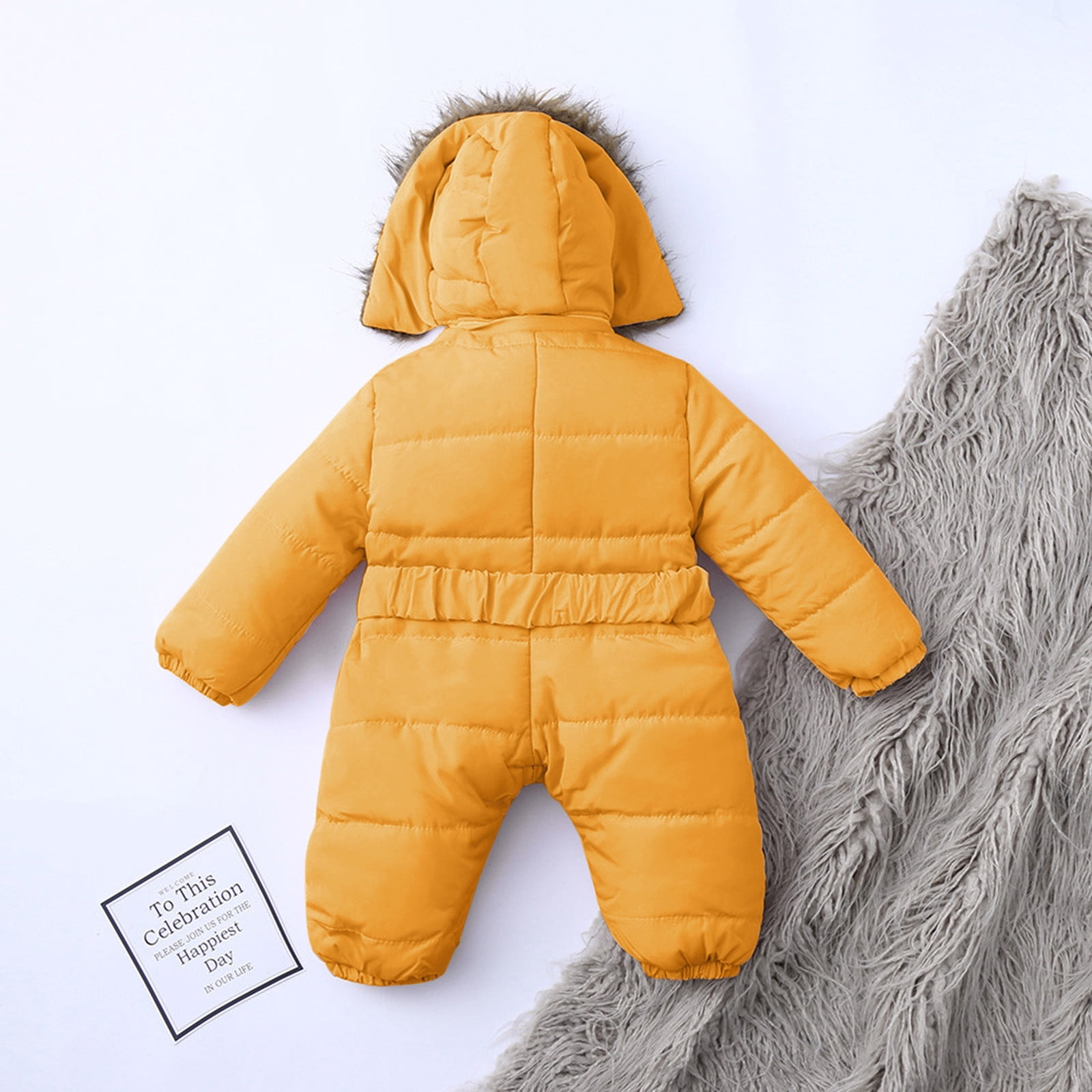 Toddler Girls Boys One Piece Pajamas Long Sleeve Snowsuit Baby Romper Suit Warm Hooded Jumpsuit Down Coat Romper Padded Snow Wear One Piece Winter PJs with Hood 0-3 Months