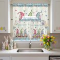 thumbnail image 2 of Happy Easter Gnome Swag Curtains Valance & Tier Set, Rabbit Eggs Butterfly Flowers Spring Blue Plaid 3 Pcs Set Kitchen Swag Valances and Tiers 36 Inch Length Rod Pocket Curtain Drapes for Bedroom, 2 of 9